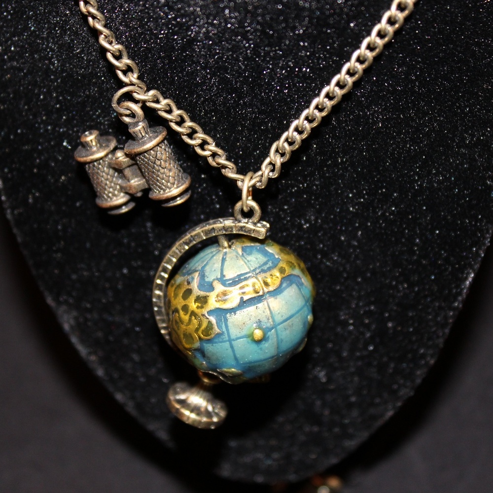 Betsey Johnson Enamel Globe & Telescope Necklace - Picture 6 of 8